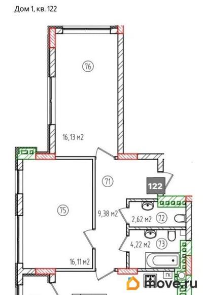 2-комн. квартира, 70.78 м&sup2;