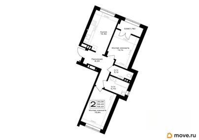 2-комн. квартира, 58.23 м&sup2;