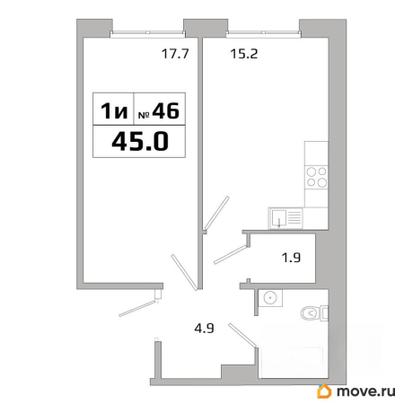 1-комн. квартира, 45 м&sup2;