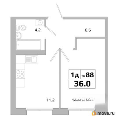 1-комн. квартира, 36 м&sup2;