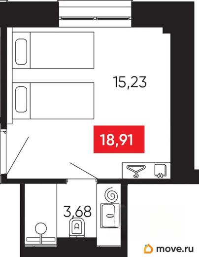 студия, 18.91 м&sup2;