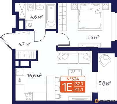 1-комн. квартира, 39.1 м&sup2;