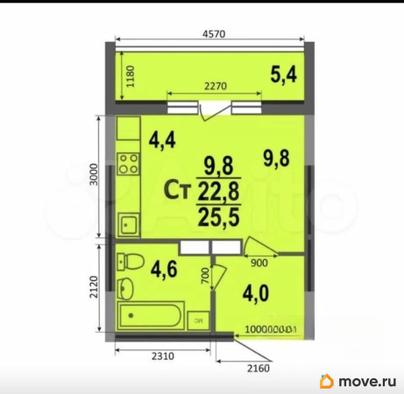 студия, 25.5 м&sup2;