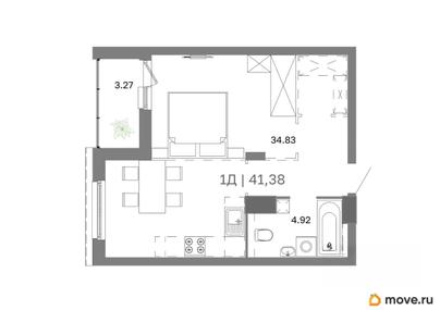 1-комн. квартира, 41.38 м&sup2;