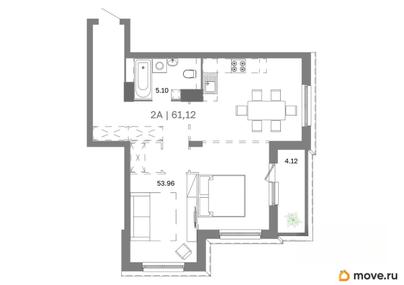 2-комн. квартира, 61.12 м&sup2;