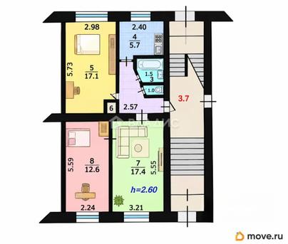 3-комн. квартира, 62 м&sup2;