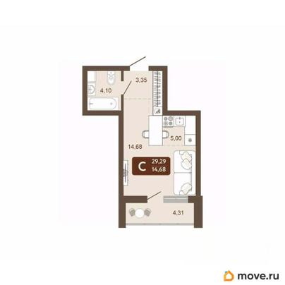 студия, 29.29 м&sup2;