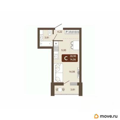 студия, 28.9 м&sup2;