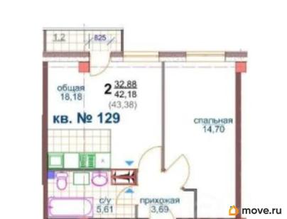 2-комн. квартира, 42.18 м&sup2;