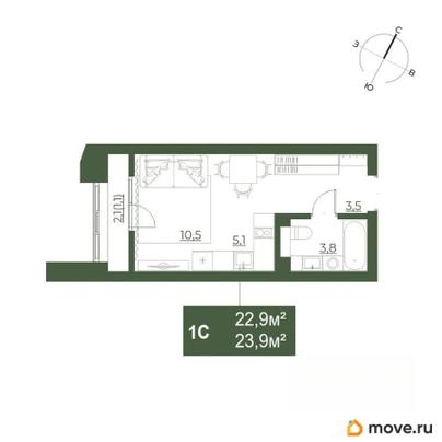 студия, 23.9 м&sup2;