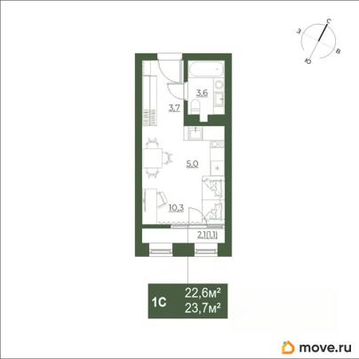студия, 23.8 м&sup2;