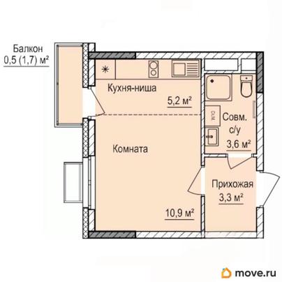 студия, 23.5 м&sup2;