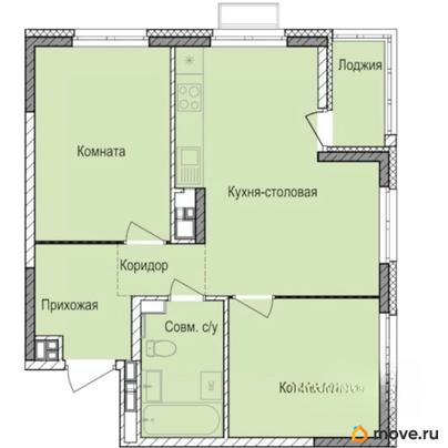 2-комн. квартира, 54.2 м&sup2;