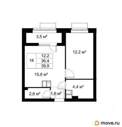1-комн. квартира, 39.9 м&sup2;