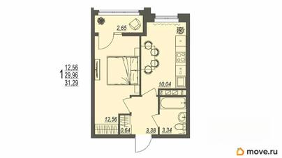 1-комн. квартира, 31.29 м&sup2;