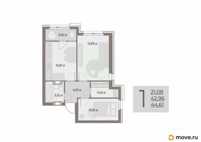 2-комн. квартира, 46.26 м&sup2;