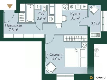 1-комн. квартира, 37.1 м&sup2;