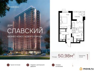 1-комн. квартира, 50.98 м&sup2;