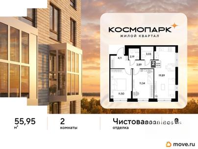 2-комн. квартира, 55.95 м&sup2;