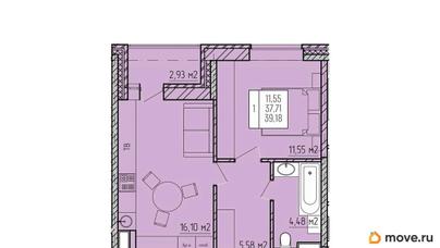 1-комн. квартира, 39.18 м&sup2;