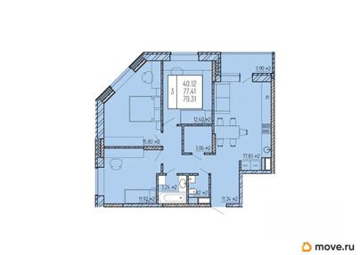 3-комн. квартира, 79.31 м&sup2;