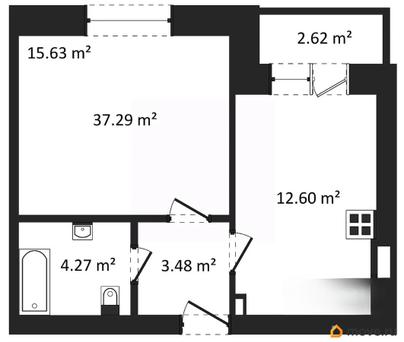 1-комн. квартира, 37.85 м&sup2;