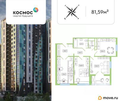 3-комн. квартира, 81.59 м&sup2;