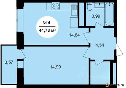 1-комн. квартира, 44.73 м&sup2;