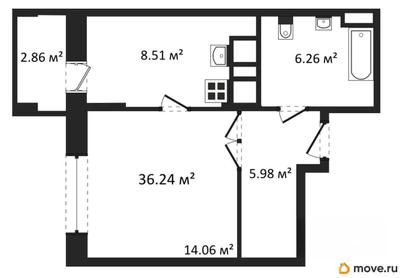 1-комн. квартира, 36.24 м&sup2;