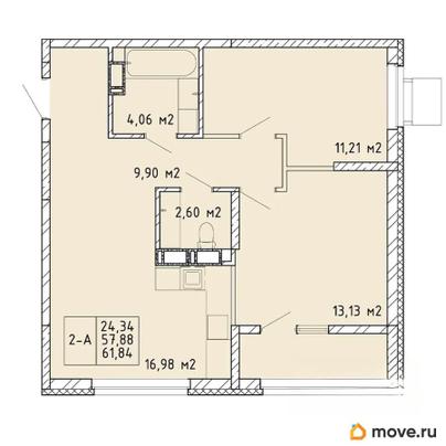 2-комн. квартира, 59.86 м&sup2;