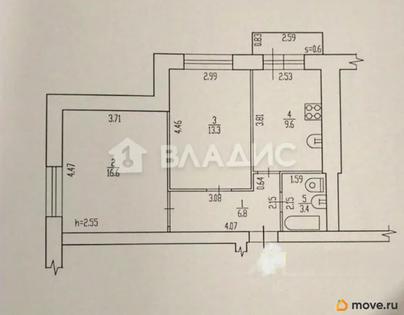 2-комн. квартира, 49.7 м&sup2;