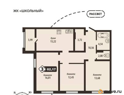 3-комн. квартира, 82.17 м&sup2;
