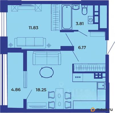 1-комн. квартира, 45 м&sup2;