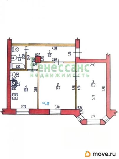 2-комн. квартира, 56.1 м&sup2;