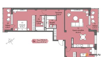 2-комн. квартира, 111.6 м&sup2;