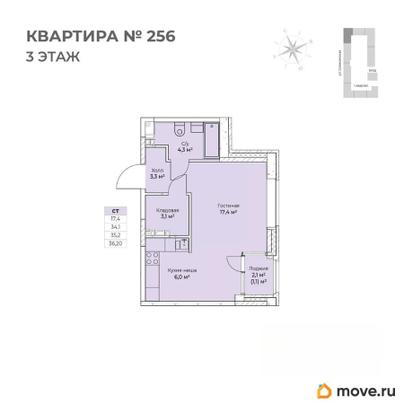 студия, 36.2 м&sup2;