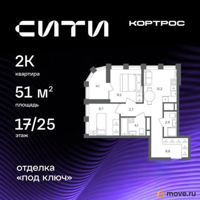 2-комн. квартира, 51 м&sup2;