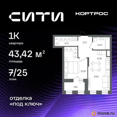 1-комн. квартира, 43.42 м&sup2;