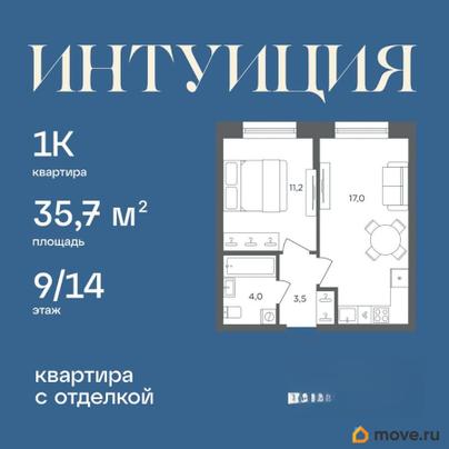 1-комн. квартира, 35.7 м&sup2;