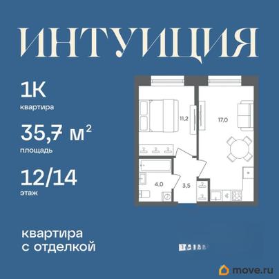 1-комн. квартира, 35.7 м&sup2;