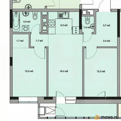 3-комн. квартира, 68.9 м&sup2;