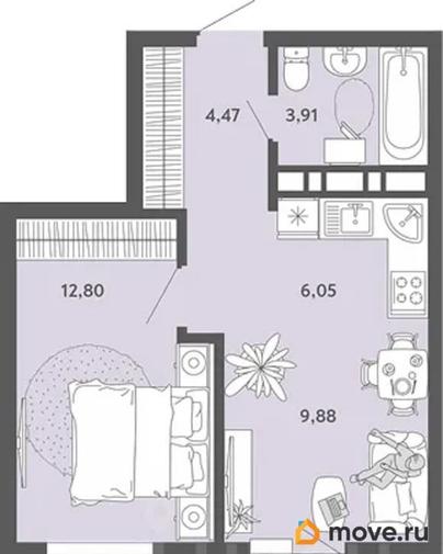 2-комн. квартира, 38.61 м&sup2;