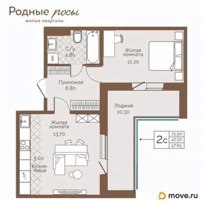 2-комн. квартира, 47.65 м&sup2;