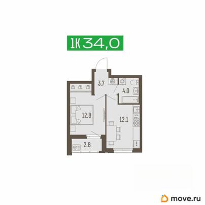 1-комн. квартира, 34 м&sup2;