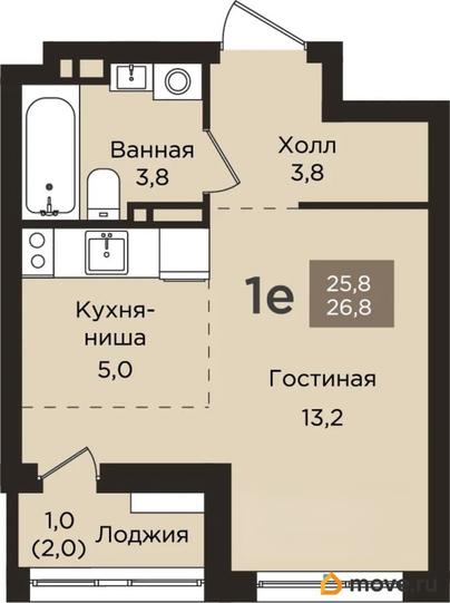 студия, 26.8 м&sup2;
