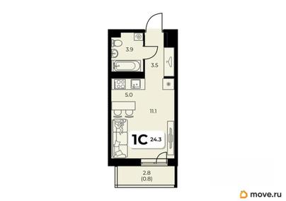 студия, 24.3 м&sup2;