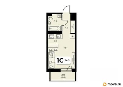студия, 24.3 м&sup2;