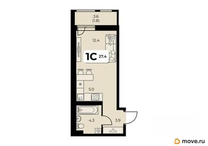 студия, 27.4 м&sup2;