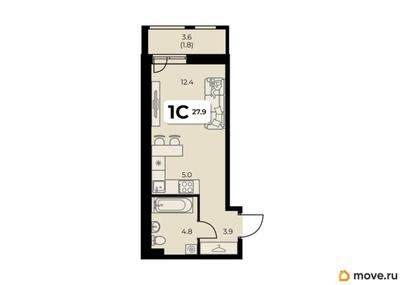 студия, 27.9 м&sup2;