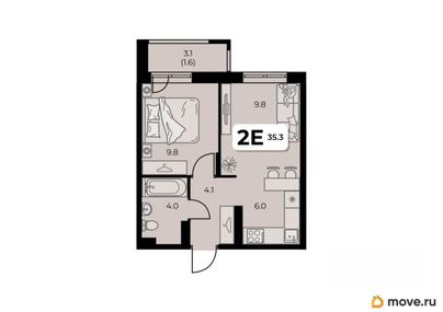 2-комн. квартира, 35.3 м&sup2;